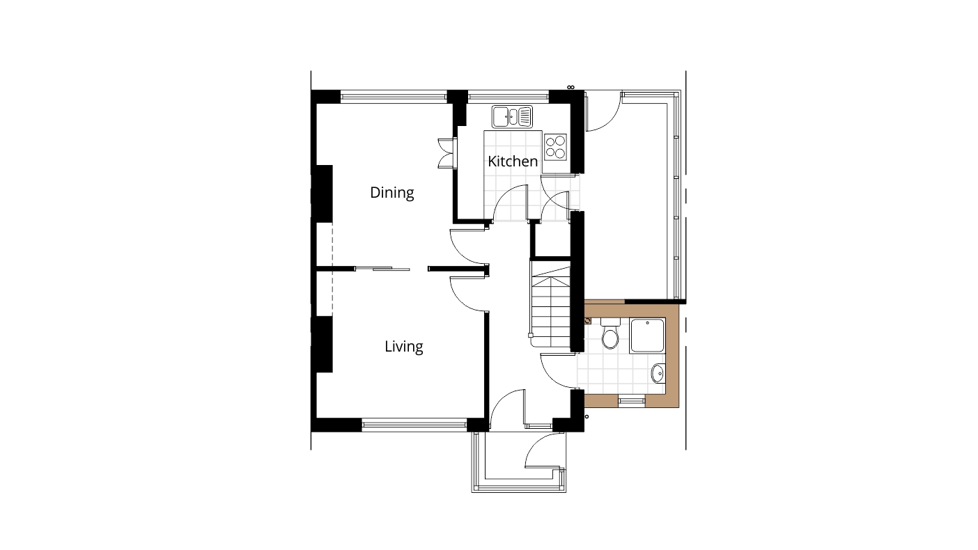 downstairs bathroom side extension proposed ground floor plan