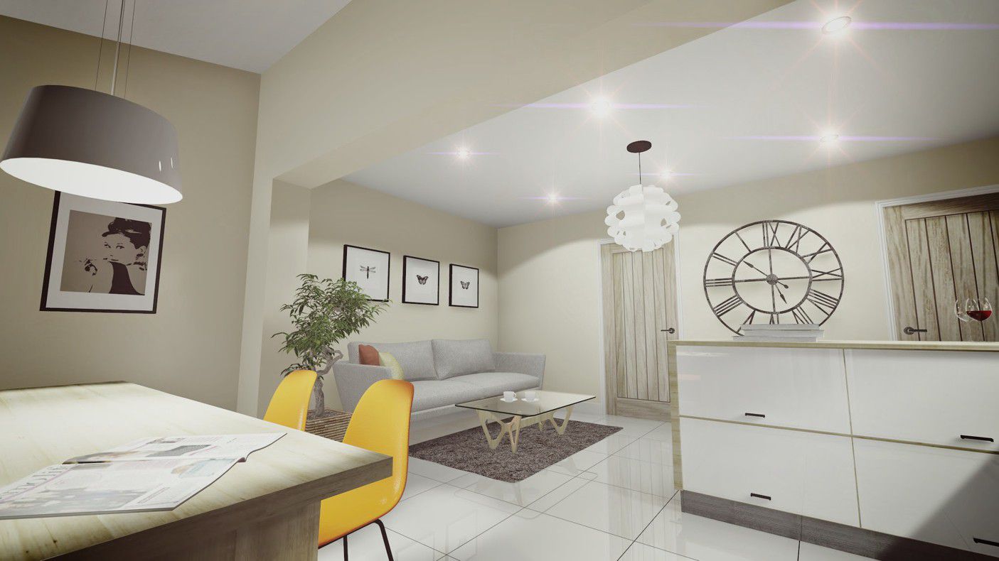 home remodeling kitchen extension bi fold doors 3d model render interior visualisationg